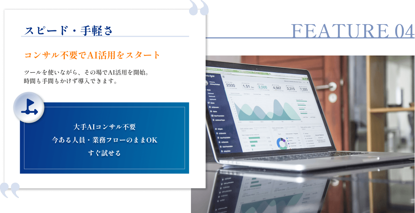 スピード・手軽さ|コンサル不要でAI活用をスタート